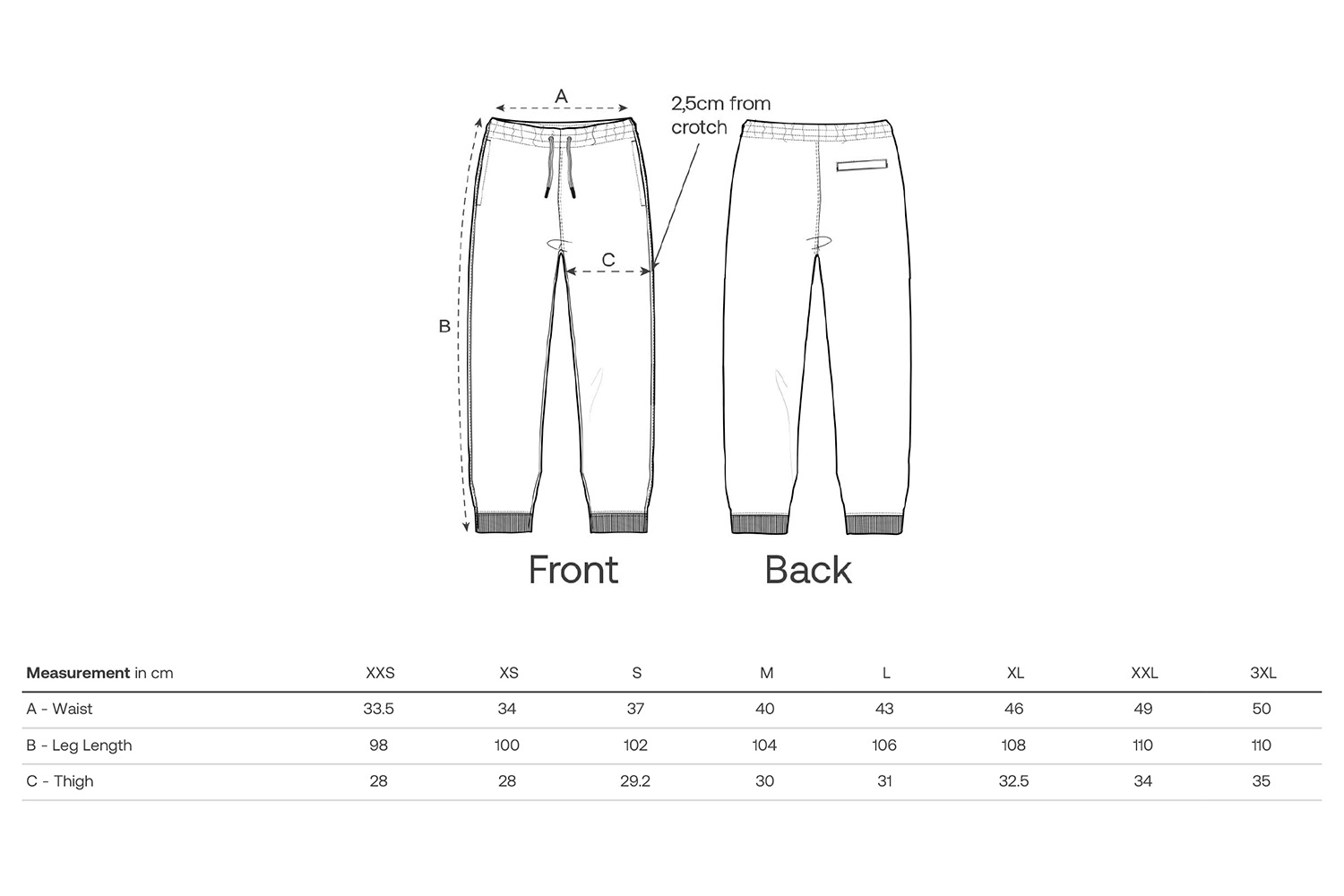Stanley/Stella Jogginghose Mover Vintage - Größentabelle / Sizechart