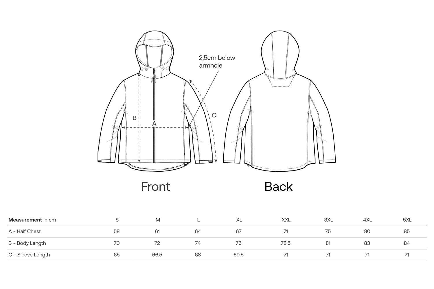 Stanley/Stella Softshell-Jacke Stanley Discoverer - Größentabelle / Sizechart