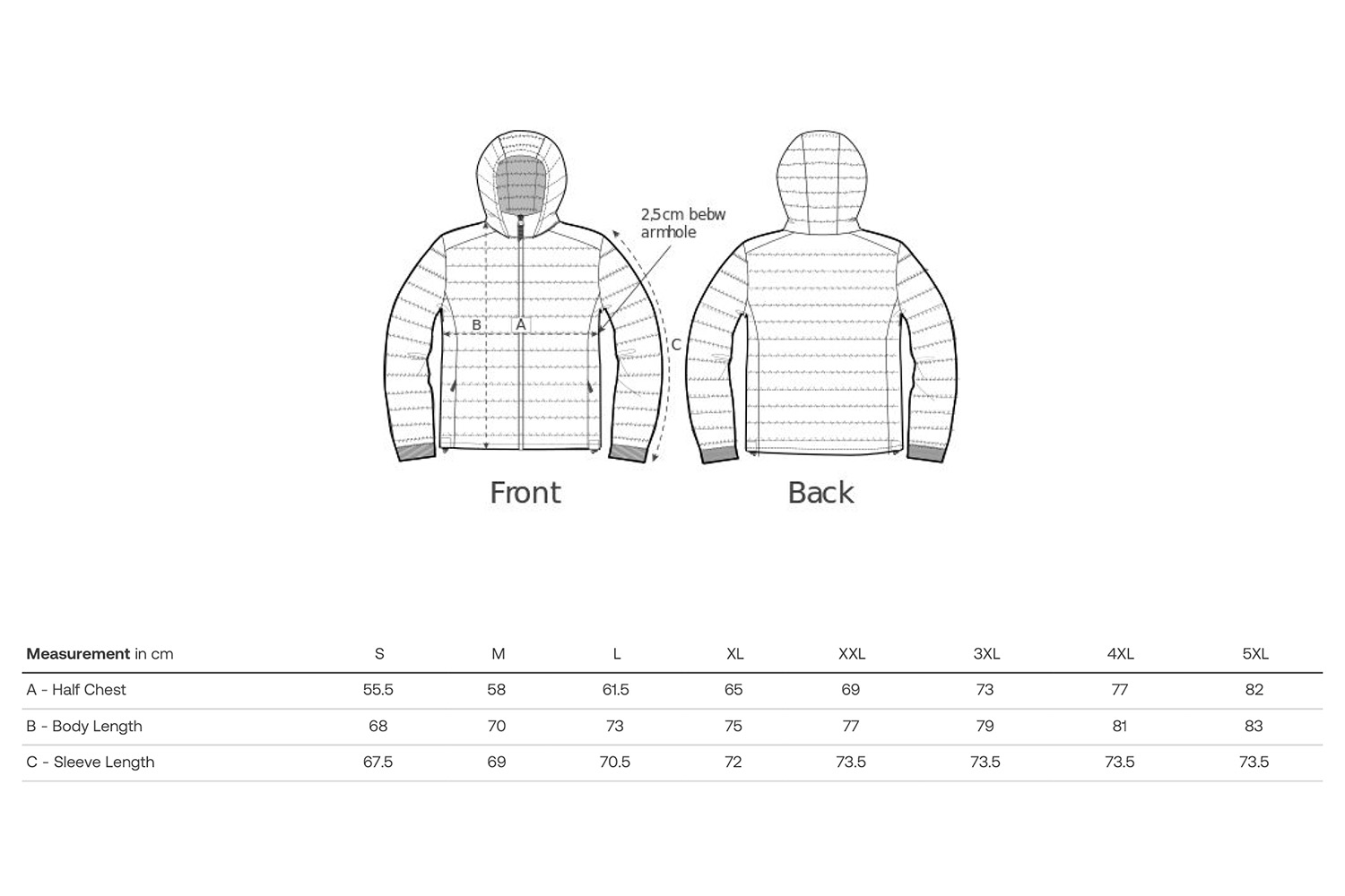 Stanley/Stella Jacke Stanley Voyager 2.0 - Größentabelle / Sizechart