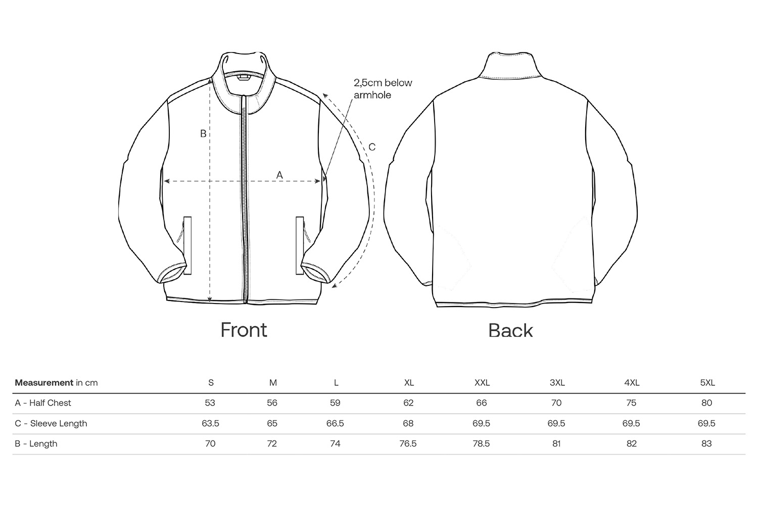 Stanley/Stella Fleece-Jacke Stanley Guider - Größentabelle / Sizechart