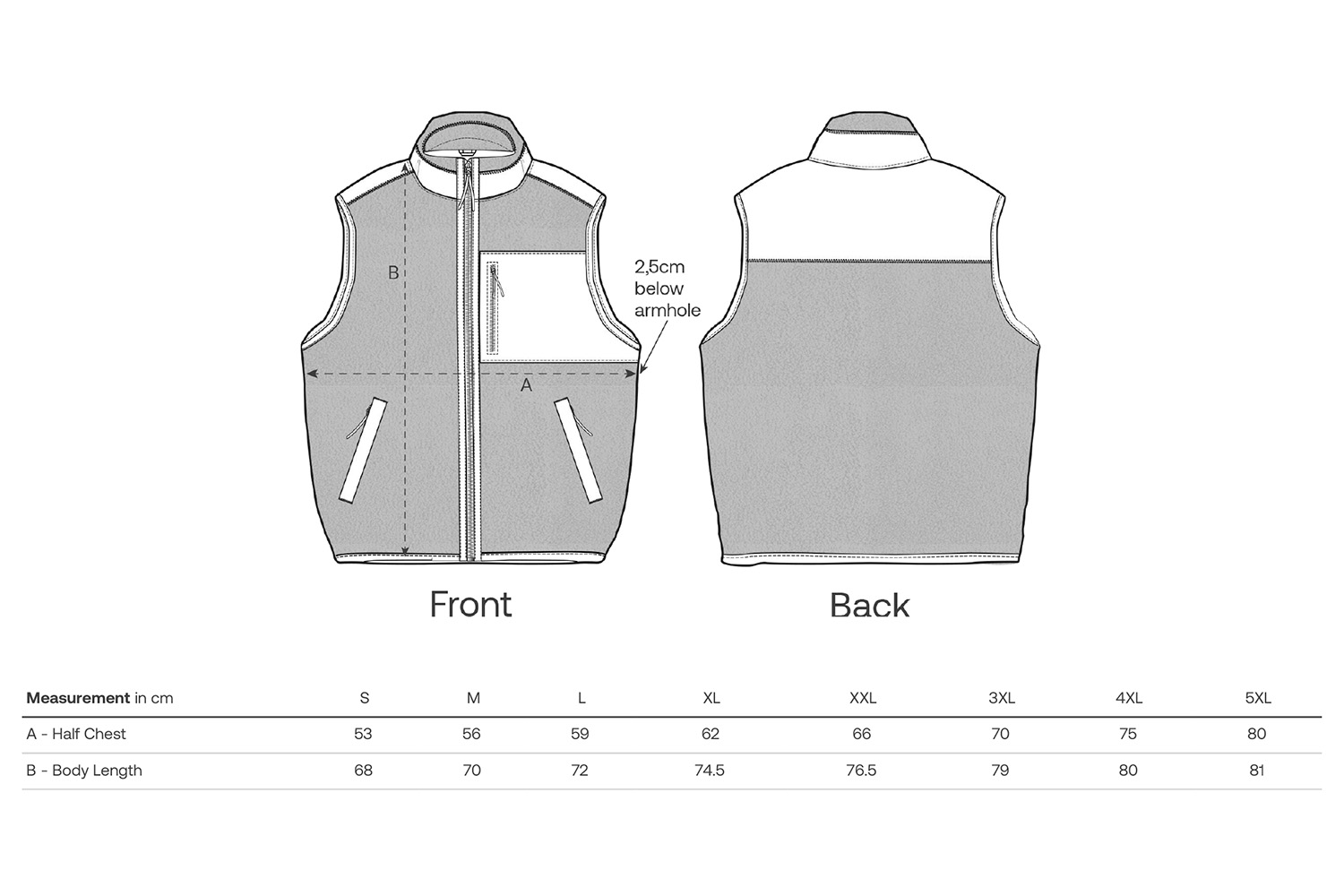 Stanley/Stella Fleece-Jacke Stanley Quester - Größentabelle / Sizechart