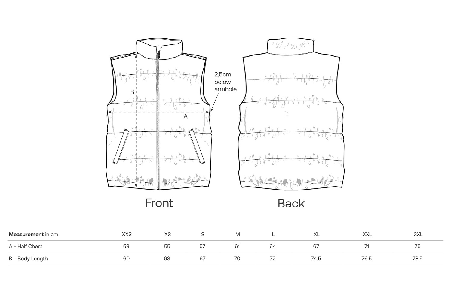 Stanley/Stella Steppjacke Puffer Gilet - Größentabelle / Sizechart