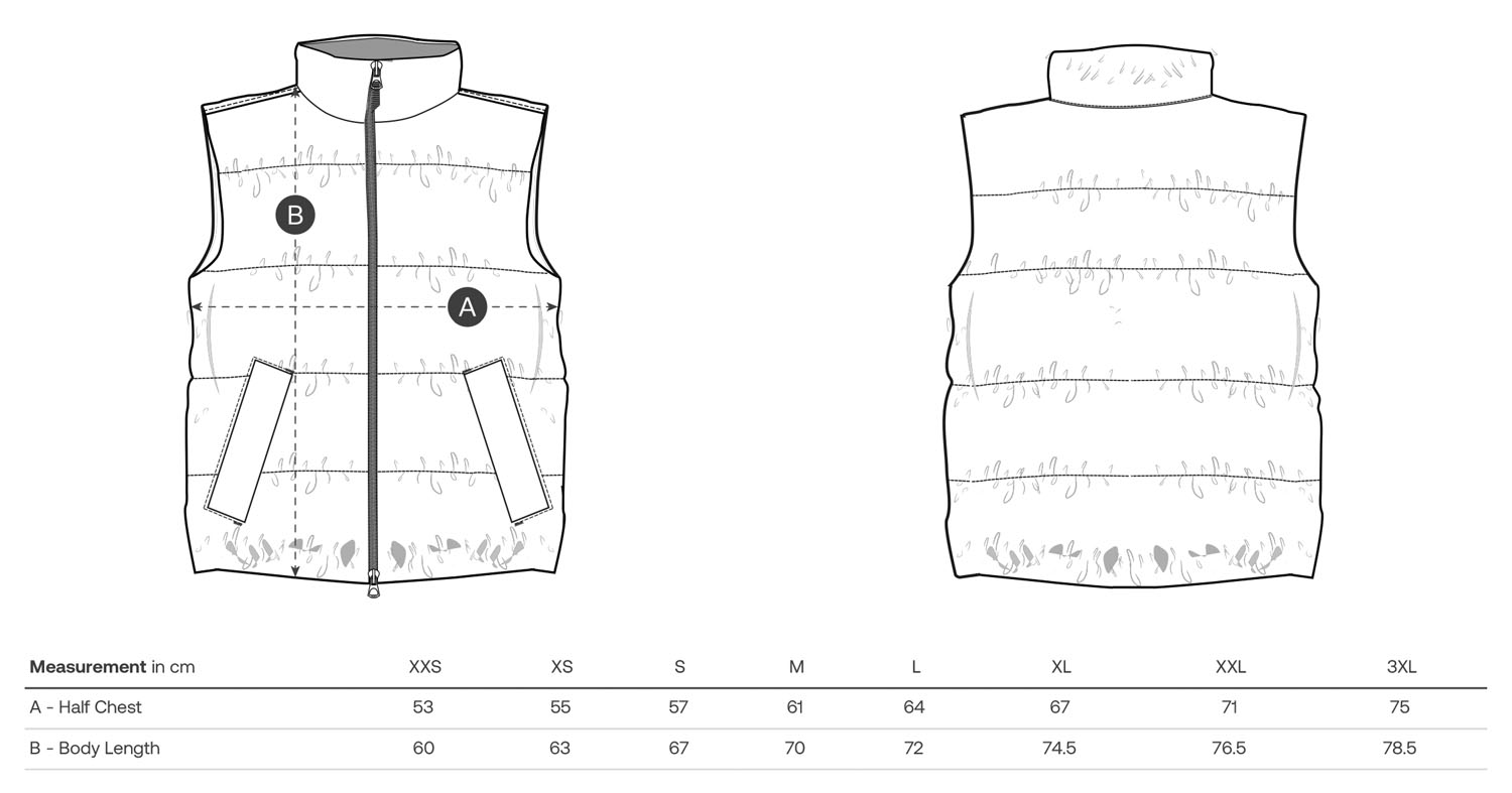 Stanley/Stella Steppweste Puffer Gilet 2.0 - Größentabelle / Sizechart