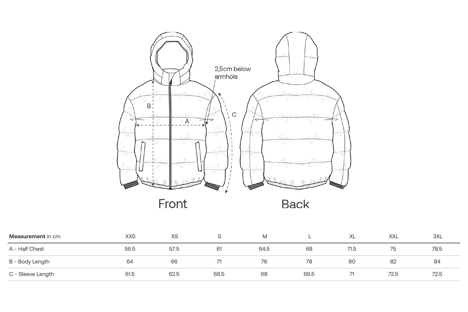 Stanley/Stella Steppjacke Puffer - Größentabelle / Sizechart