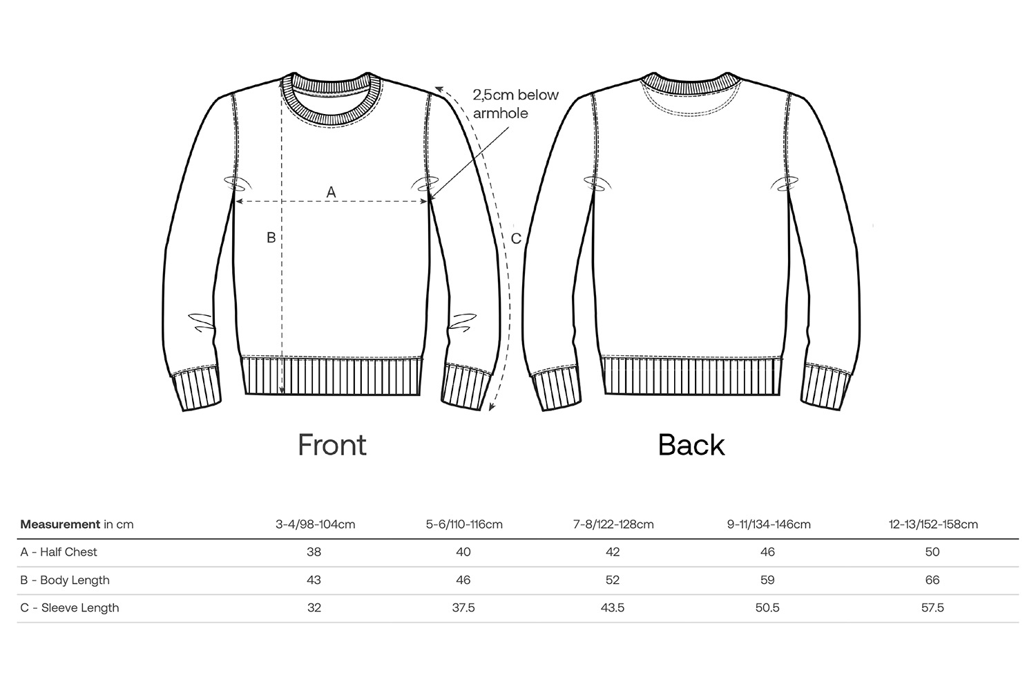 Stanley/Stella Kinder-Sweatshirt Mini Changer 2.0 - Größentabelle / Sizechart