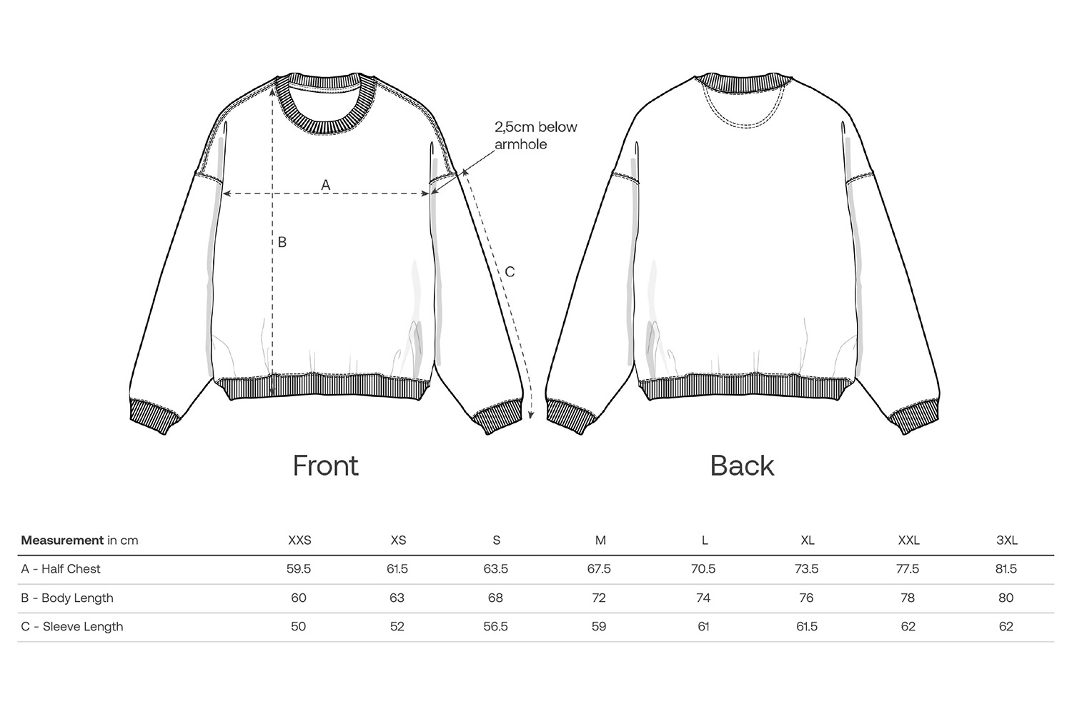 Stanley/Stella Sweatshirt Radder 2.0 Vintage - Größentabelle / Sizechart