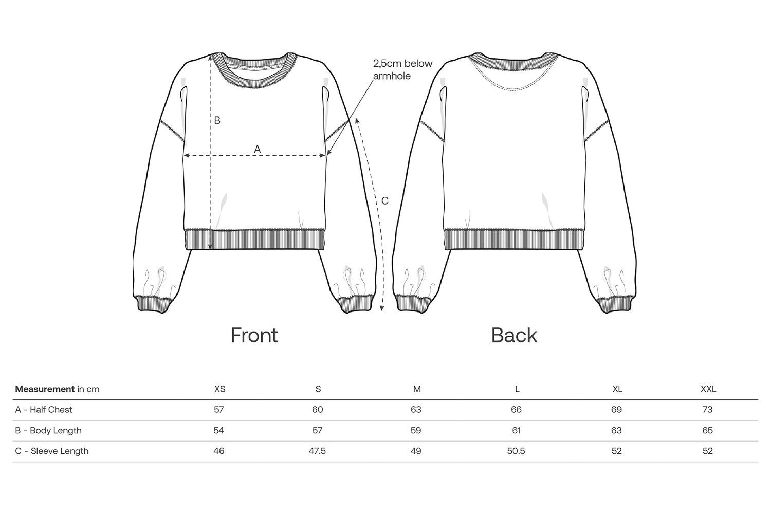 Stanley/Stella Sweatshirt Stella Alma - Größentabelle / Sizechart