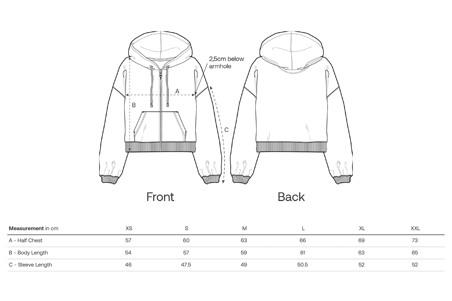 Stanley/Stella Hoodie Stella Ida - Größentabelle / Sizechart