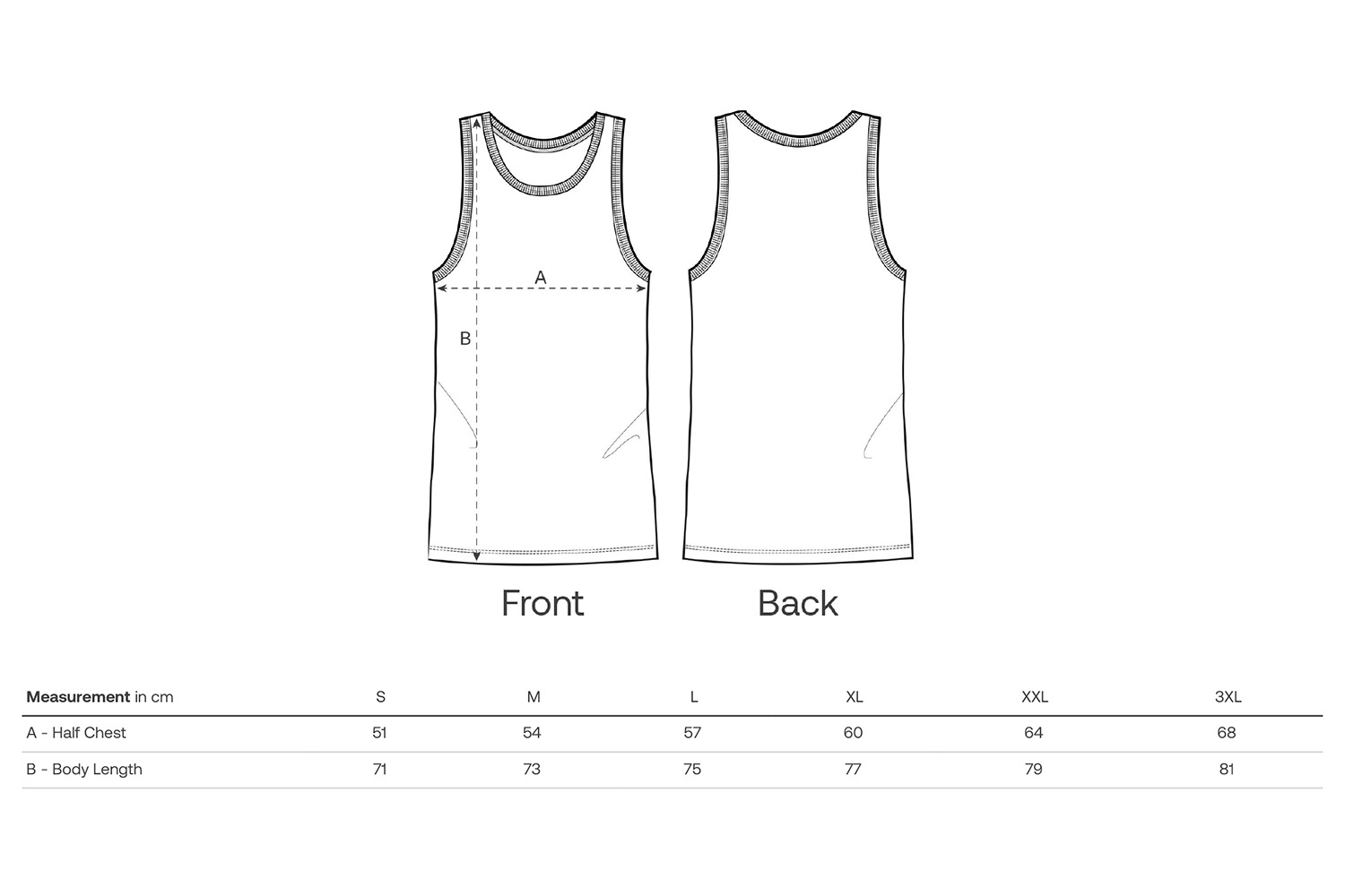 Stanley/Stella Tanktop Stanley Stancer - Größentabelle / Sizechart