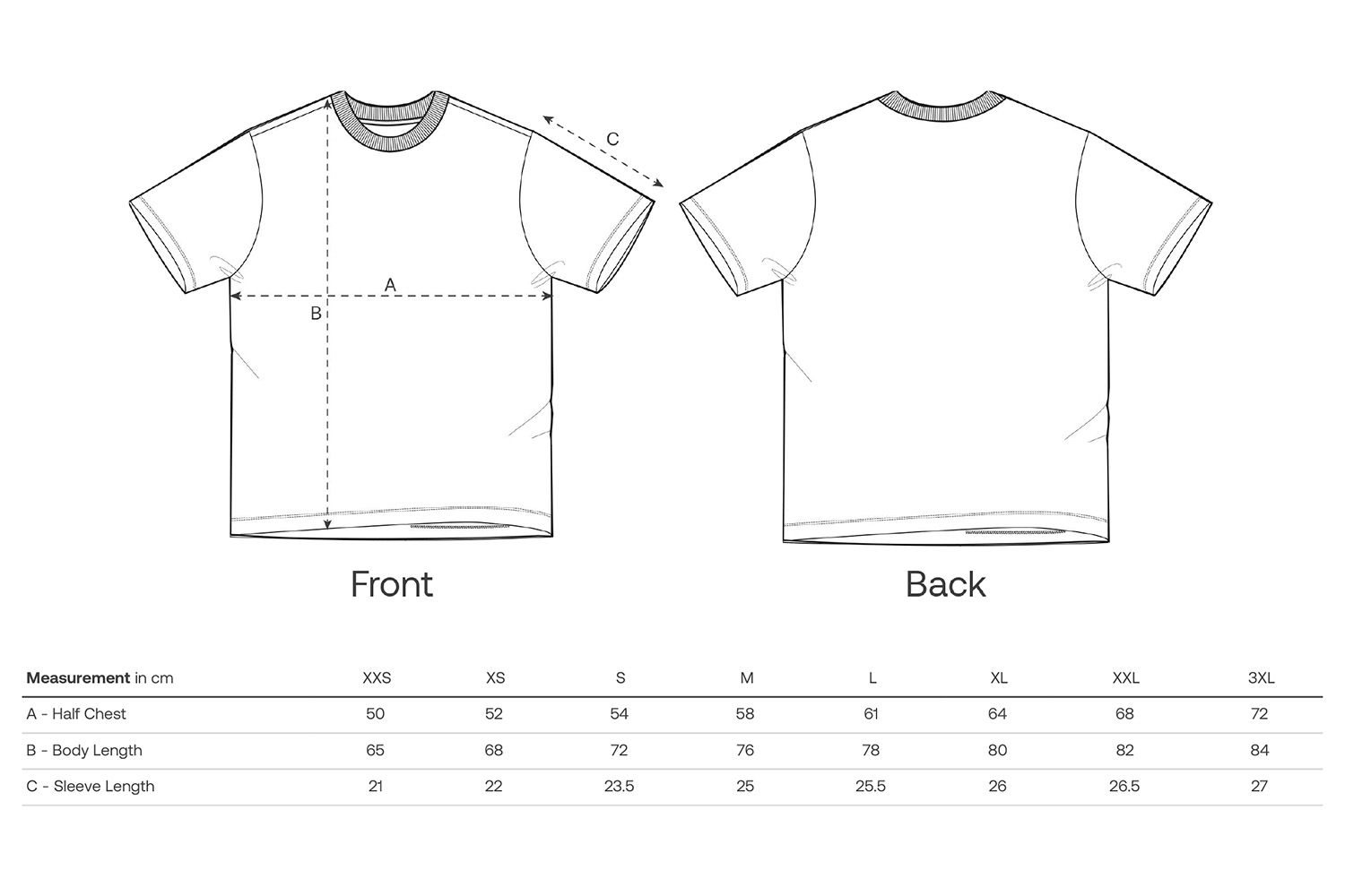 Stanley/Stella T-Shirt Freestyler Vintage - Größentabelle / Sizechart