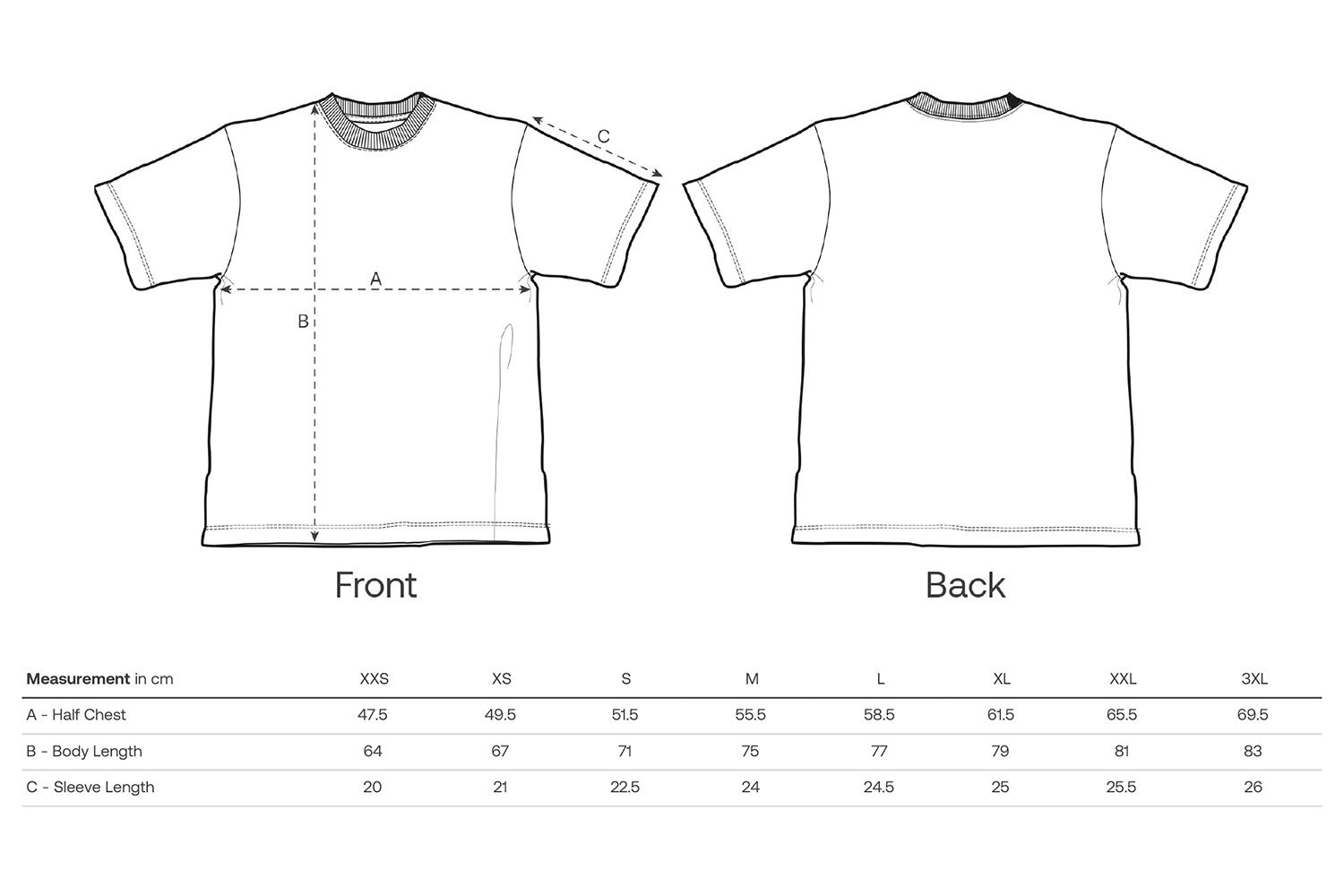 Stanley/Stella T-Shirt Sparker 2.0 - Größentabelle / Sizechart