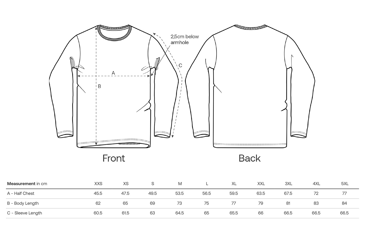 Stanley/Stella Longsleeve Creator 2.0 Long Sleeve - Größentabelle / Sizechart
