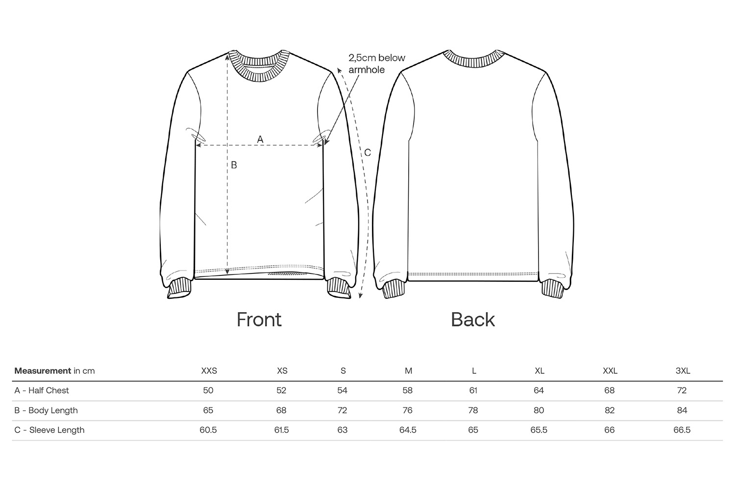 Stanley/Stella Longsleeve Freestyler Long Sleeve - Größentabelle / Sizechart