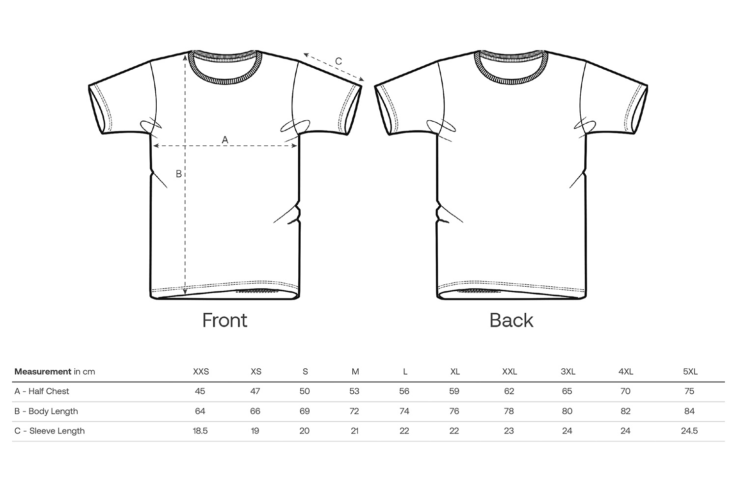 Stanley/Stella T-Shirt Rocker - Größentabelle / Sizechart