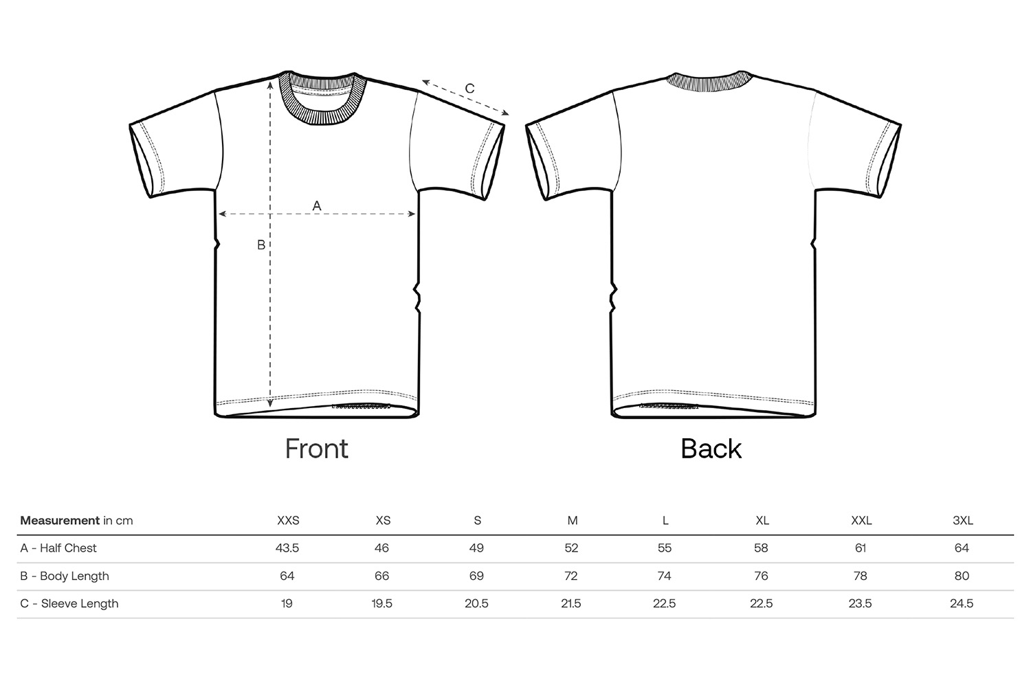 Stanley/Stella T-Shirt RE-Creator - Größentabelle / Sizechart