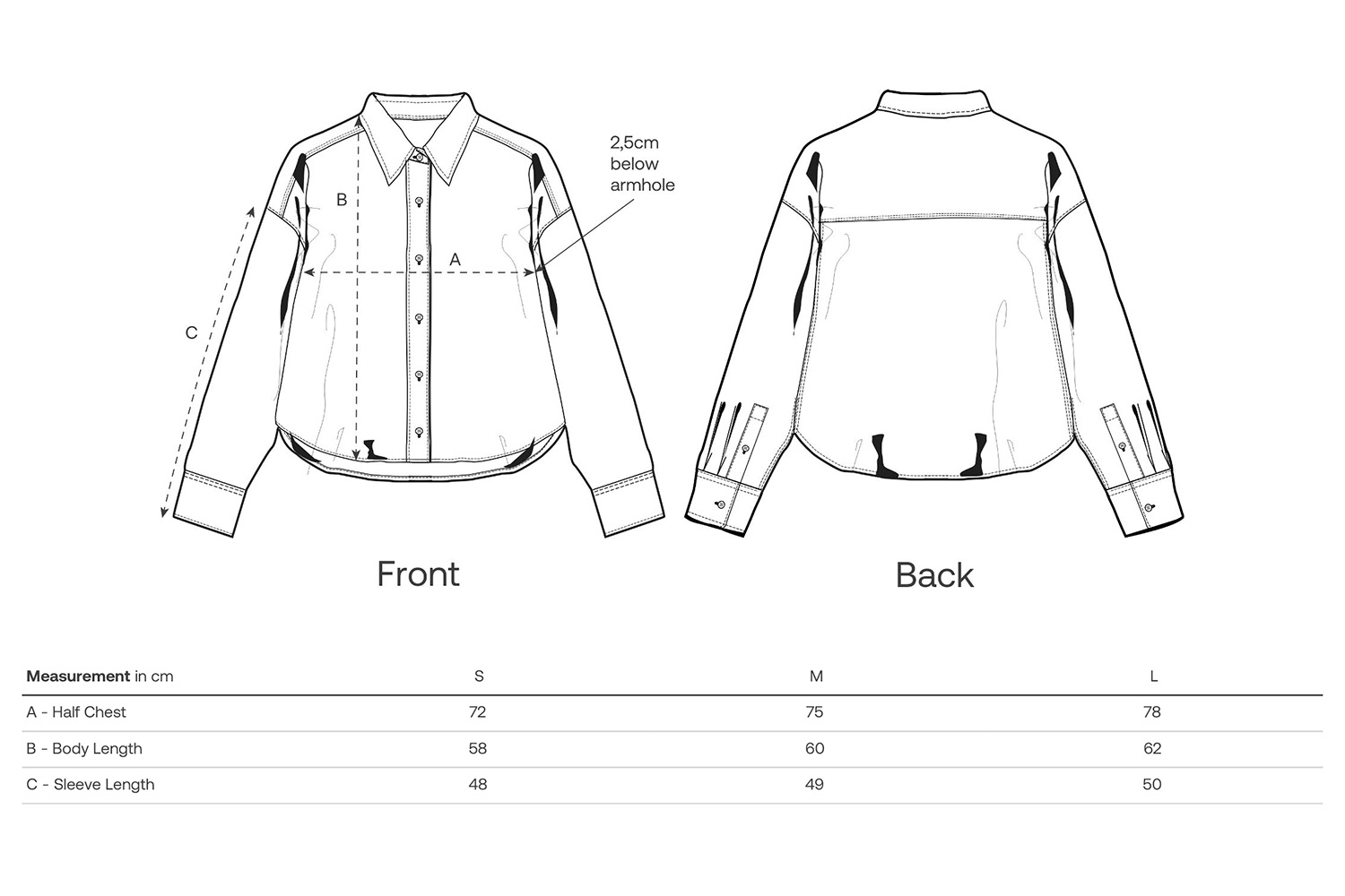 Stanley/Stella Hemd Stella Harper - Größentabelle / Sizechart