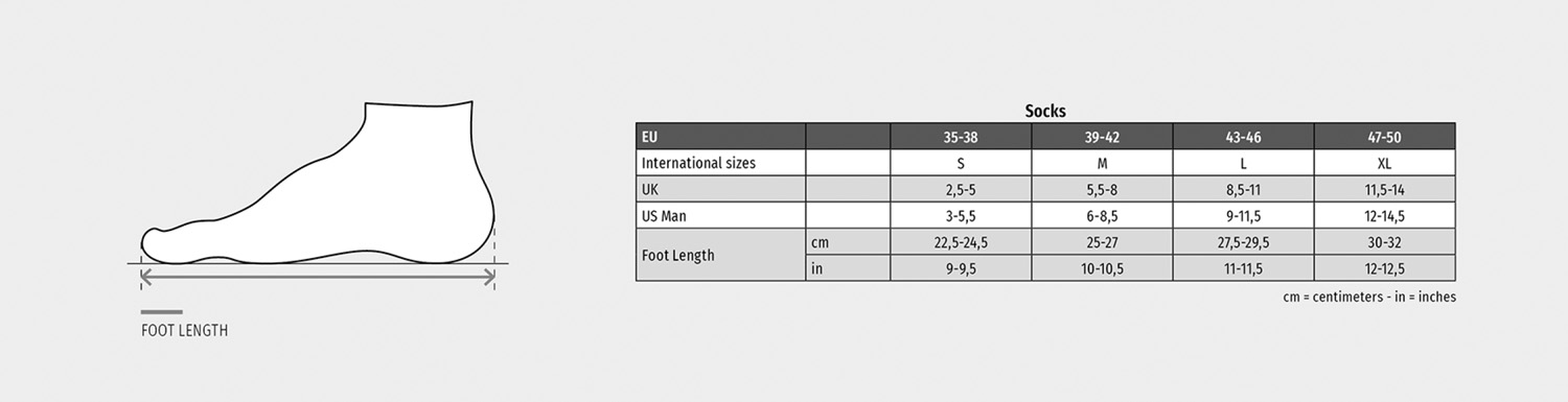 PAYPER Socken Rafael, Unisex - Größentabelle / Sizechart