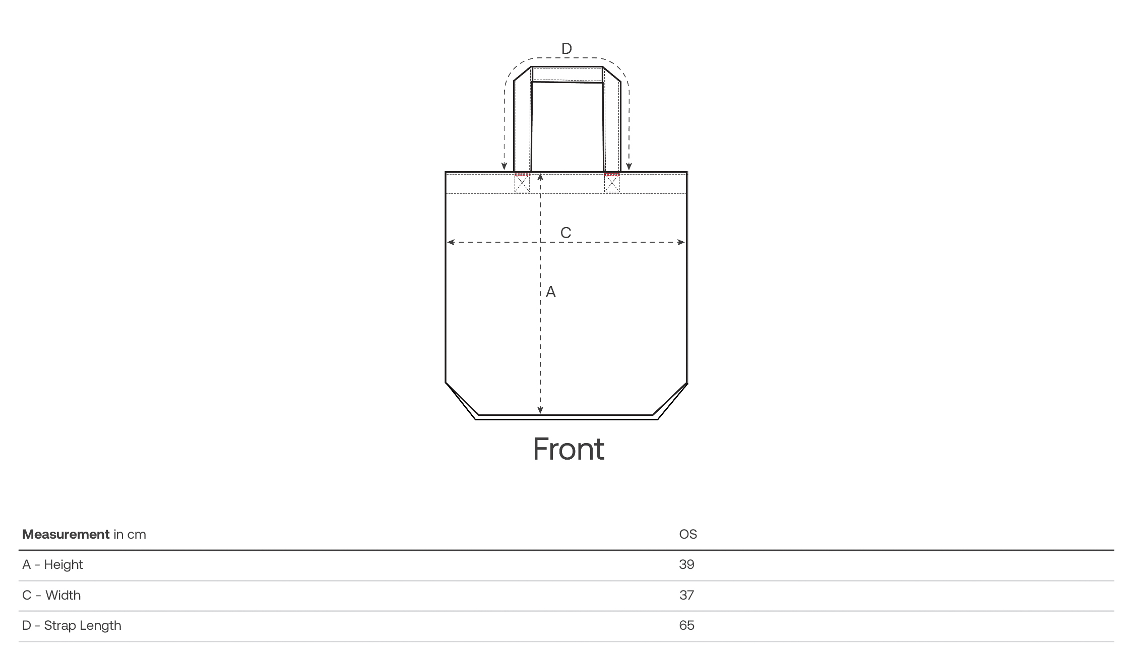 Stanley/Stella Tragetasche Tote Bag - Größentabelle / Sizechart