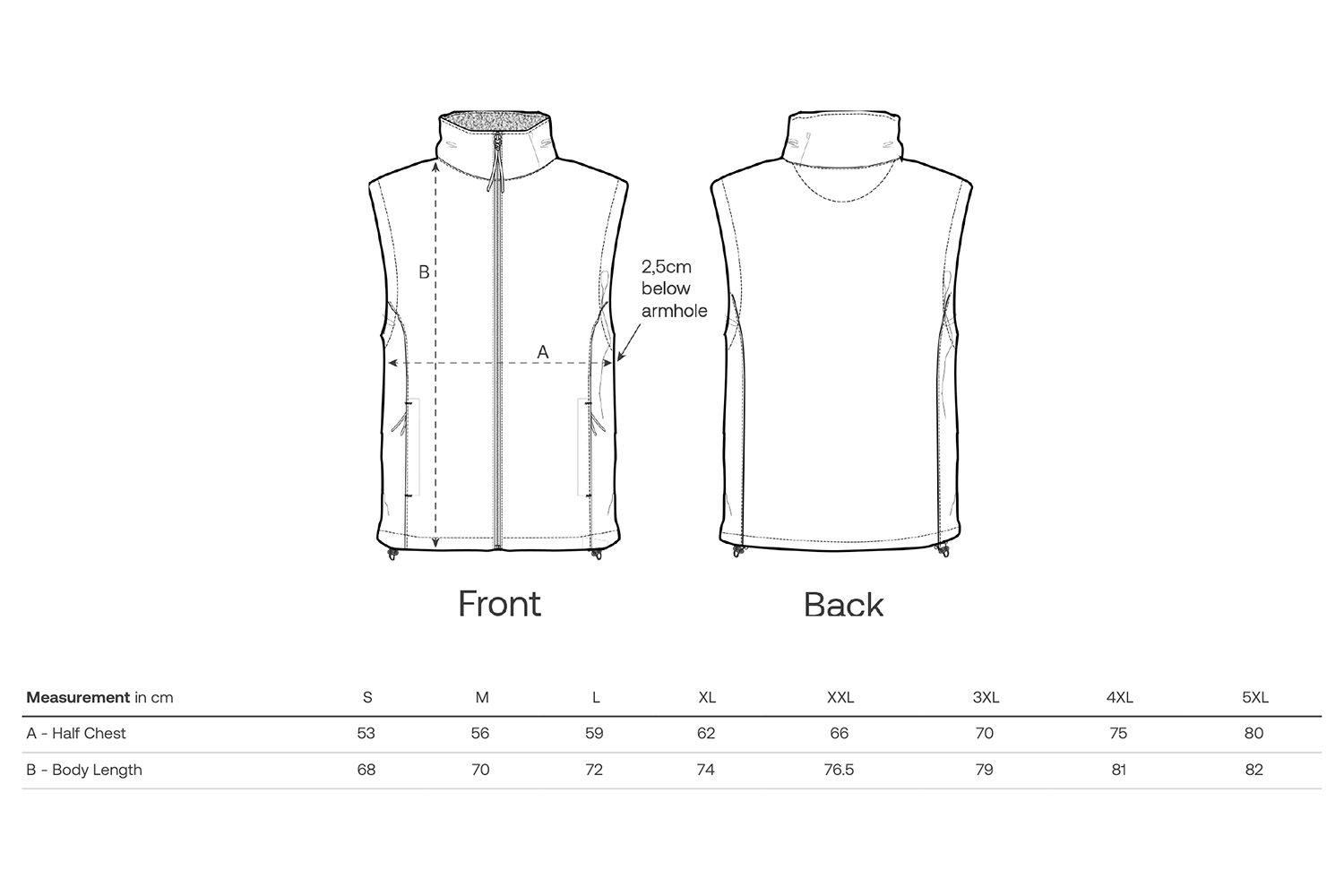 Stanley/Stella Softshell-Jacke Stanley Trail Blazer - Größentabelle / Sizechart